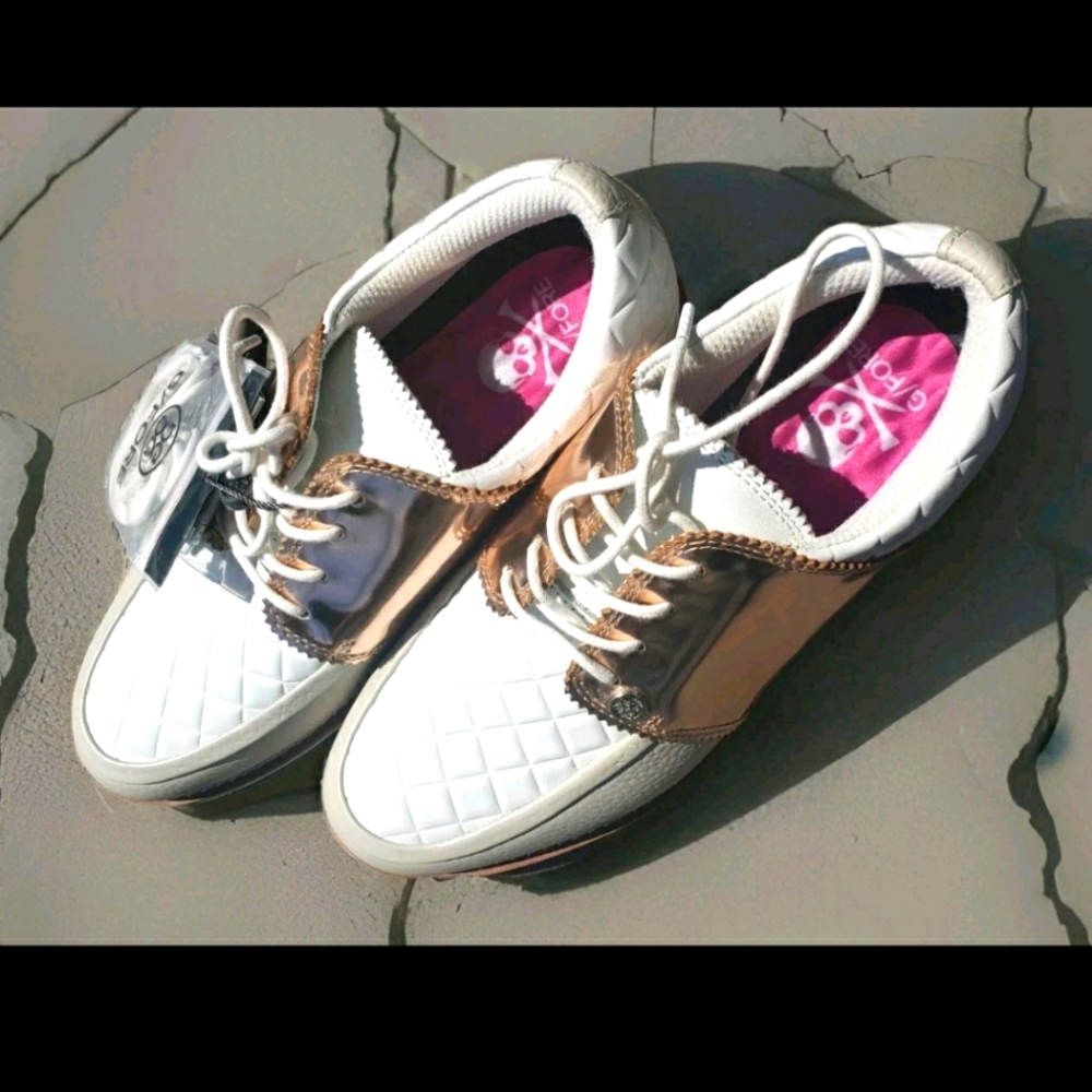 G/Fore Women's Quilted Gallivanter Golf Shoes - Rose Gold NWT Sz 6.5